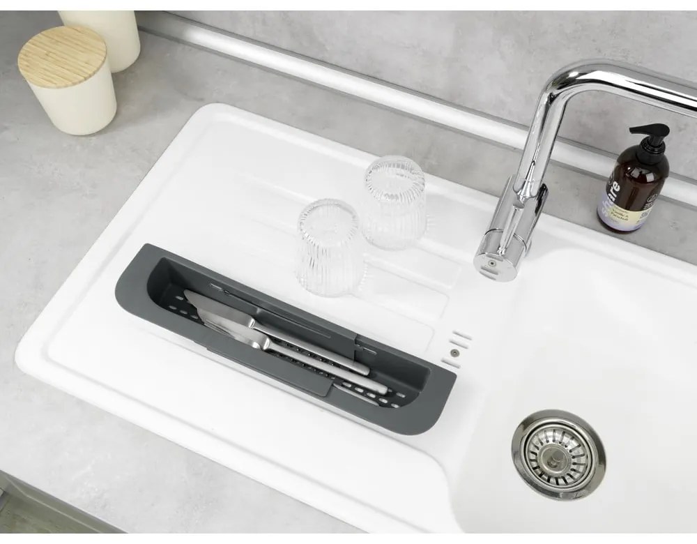 Szürke műanyag teleszkópos csepegtető mosogatóba 49,5x8,5 cm Fino – Wenko