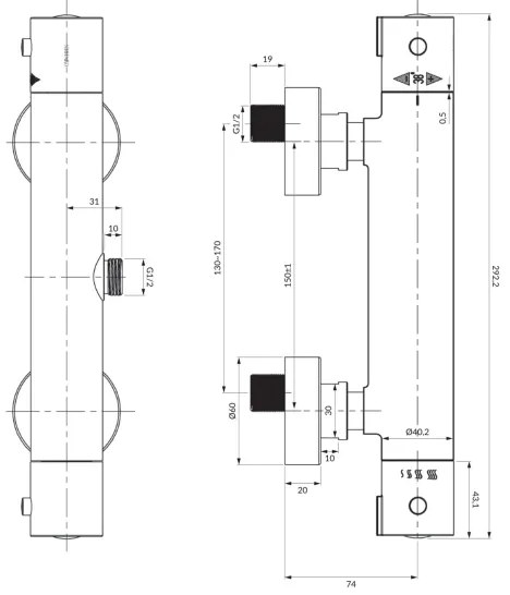 OMNIRES Y1246XCR - Termosztatikus zuhanycsap Y fényezett króm