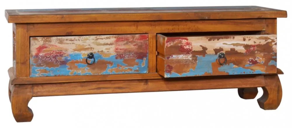 újrahasznosított tíkfa TV-szekrény 110 x 35 x 40 cm