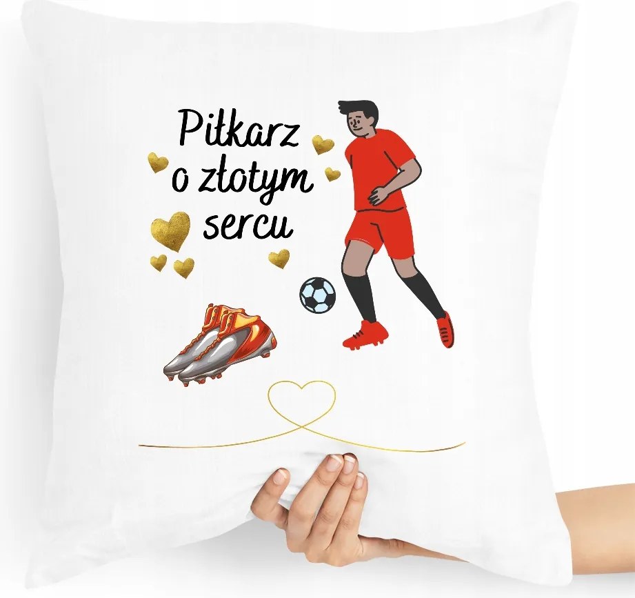 Ajándék Párna Arany Szívű Labdarúgónak, nyomott mintával