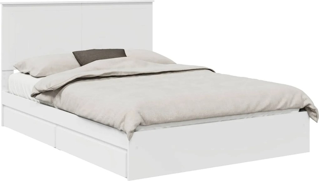 vidaXL Tárolós Ágy fejtámlával fiókkal Fehér 140 x 200 cm Faanyag