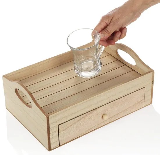Tea tálaló tálca TEABOX 30x20 cm-es fiókkal