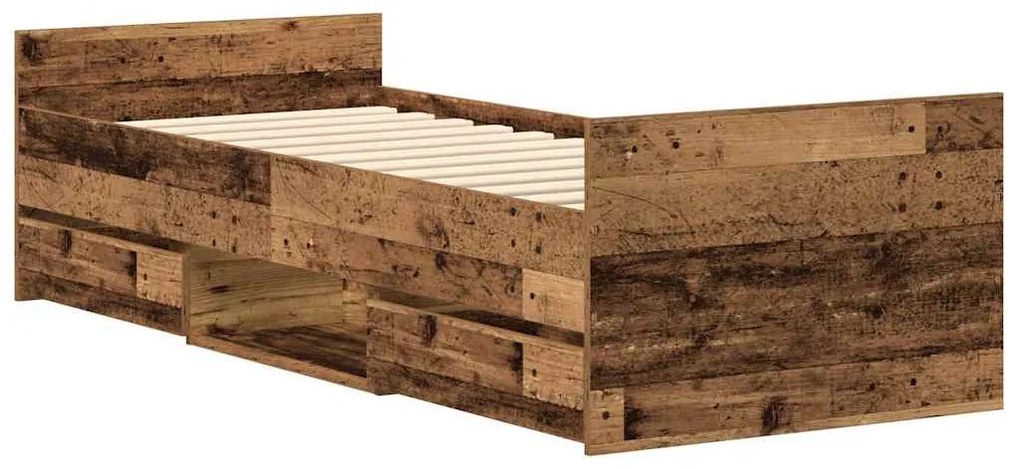 antik fa szerelt fa ágykeret matrac nélkül 90x190 cm