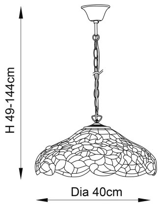 Endon 64325 - Tiffany SULLIVAN láncos csillár 1xE27/60W/230V Ø 40 cm