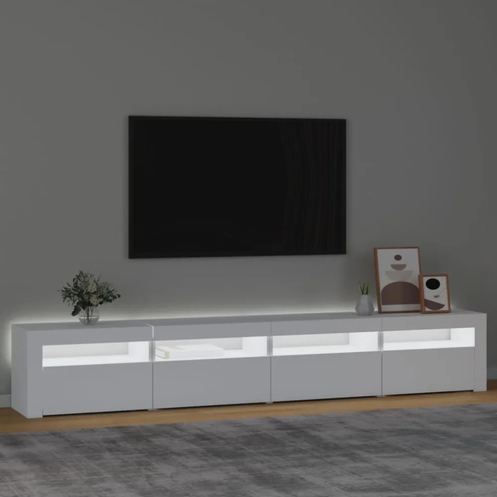 fehér TV-szekrény LED-lámpákkal 240x35x40 cm