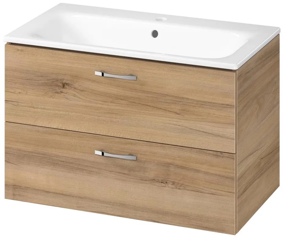 Cersanit S801-539 - NIKO falra szerelhető fürdőszobaszekrény mosdóval 80x45 cm, dió