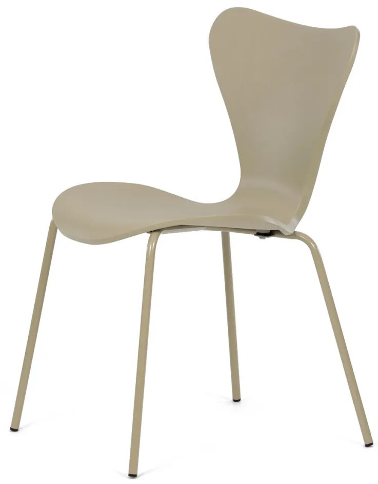 Scaun de sufragerie, plastic cappuccino, baza metalică cu patru picioare