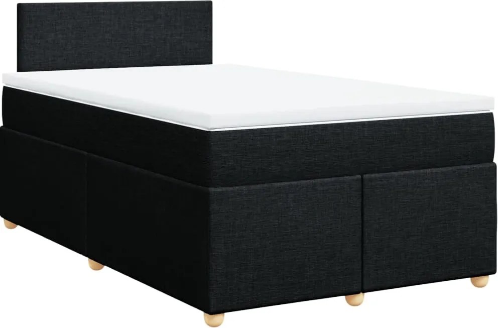 vidaXL fekete szövet rugós ágy matraccal 120 x 190 cm