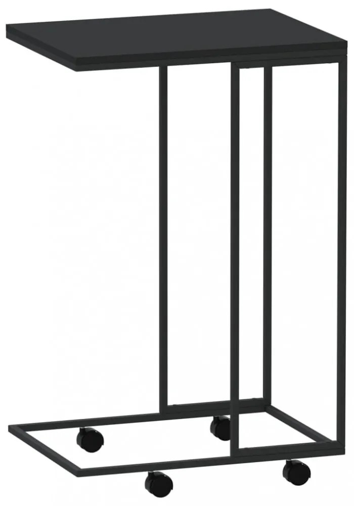 fekete szerelt fa kisasztal kerekekkel 40 x 30 x 63,5 cm