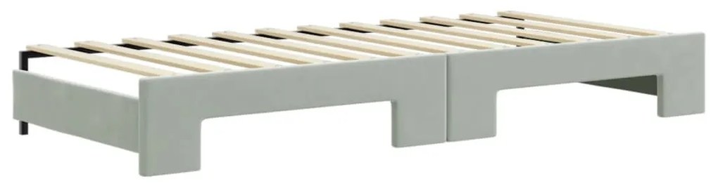 világosszürke kihúzható bársony heverő 90 x 200 cm
