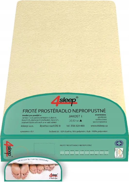 Vízálló frottír lepedő gumiszalaggal 70/140 Banán