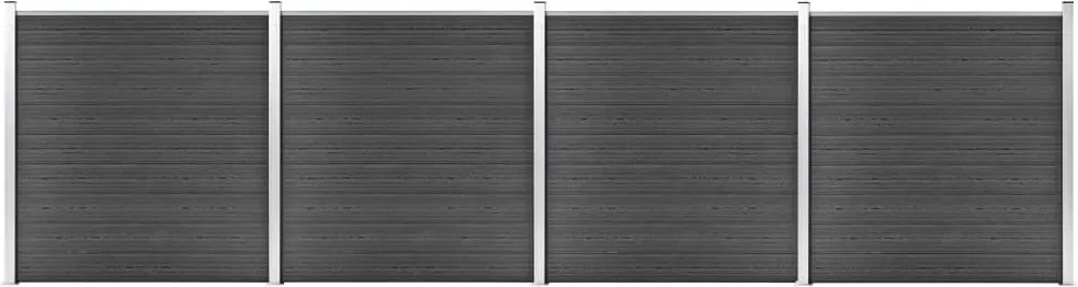 vidaXL fekete WPC kerítéspanelszett 699 x 186 cm