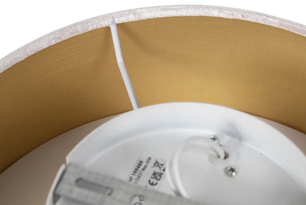 Modern mennyezeti lámpa rózsaszín 30 cm arany belsővel - Drum