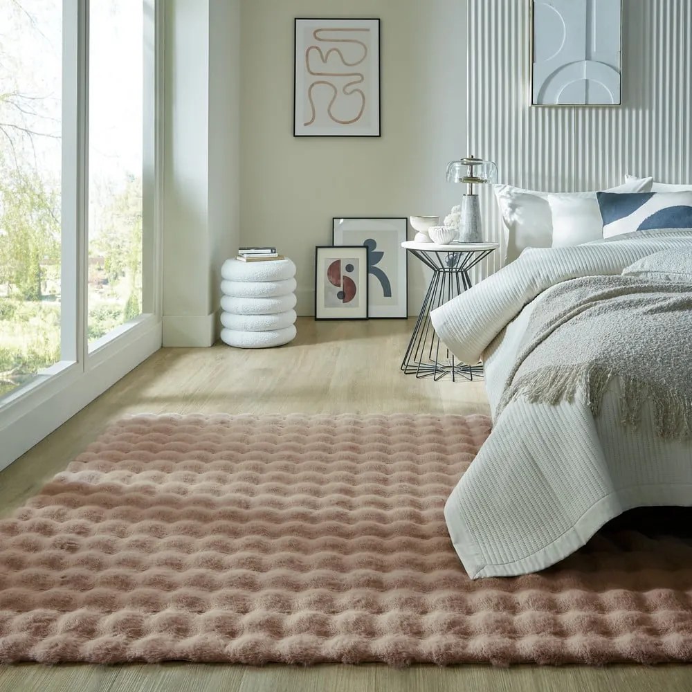 Barna szintetikus szőrme szőnyeg 120x170 cm Waffle Faux Fur – Flair Rugs