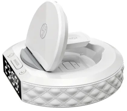 Immax 08983L - Ébresztő LCD-vel, 27W/9V Qi vezeték nélküli töltő, fehér