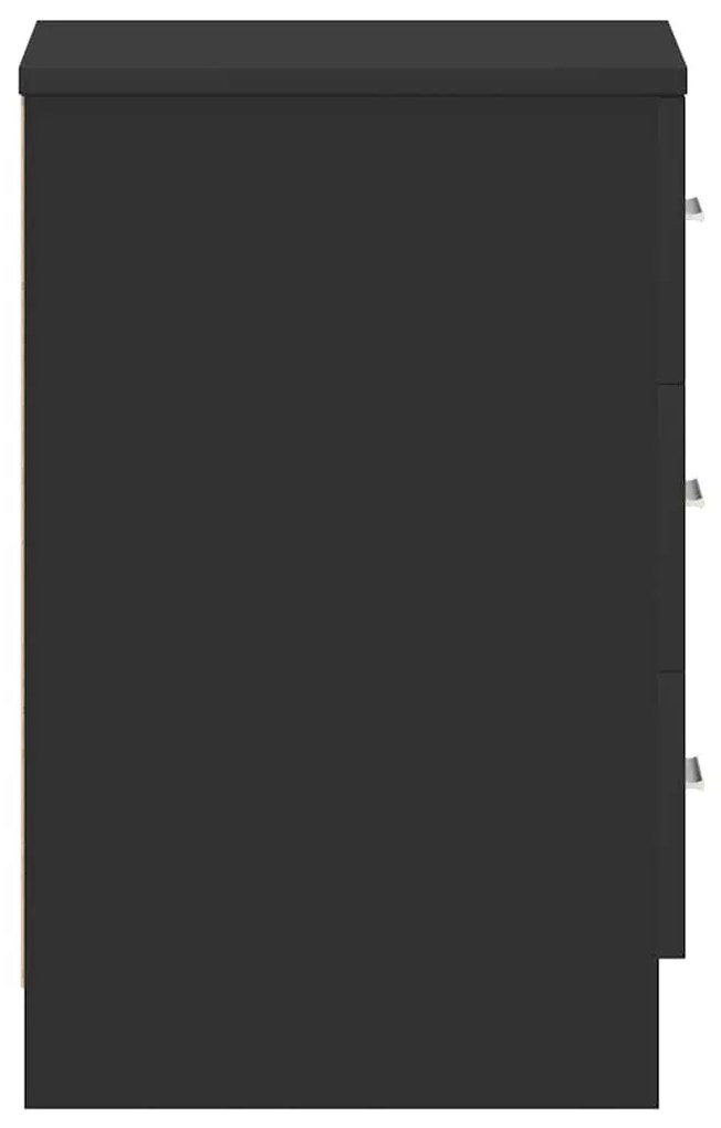 2 db fekete szerelt fa éjjeliszekrény 38 x 35 x 56 cm