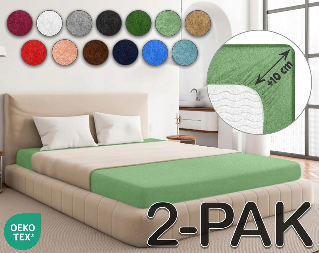 Sesto Senso gumis lepedő Frotte zöld 200x200cm