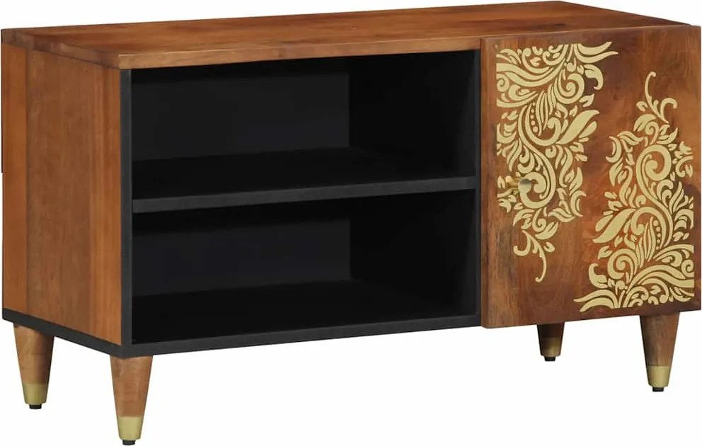 vidaXL TV szekrény polcokkal Méz barna 80 x 33 x 46 cm Tömör Mangófát