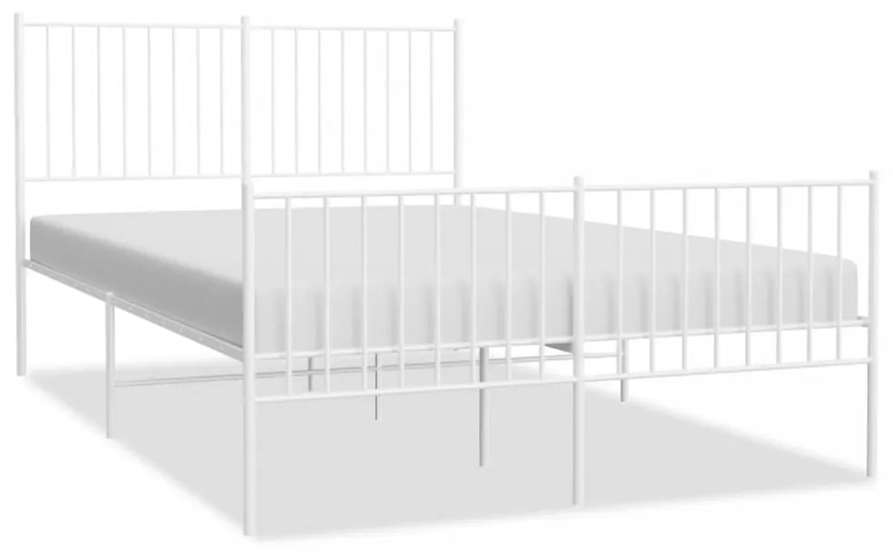 fehér fém ágykeret fej- és lábtámlával 140x200 cm