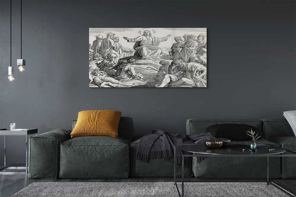 Akrilkép Jézus rajz emberek 100x50 cm