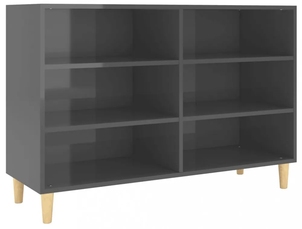 magasfényű szürke szerelt fa tálalószekrény 103,5 x 35 x 70 cm