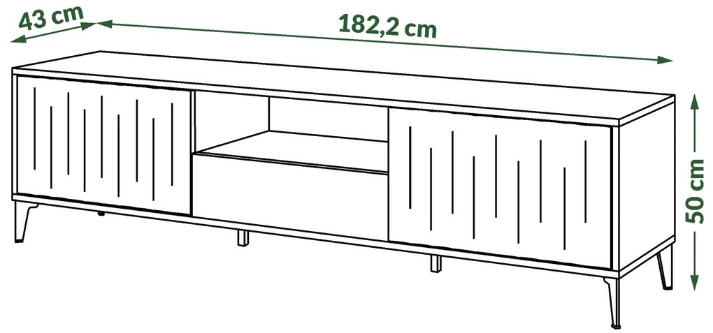 MAZZONI Gold Medal 2024 RIMINI RTV-182 Beige/Fekete Matt TV állvány - MODERN FIÓKOS/POLCOS TV ÁLLVÁNY BORDÁZOTT ELŐLAPOKKAL