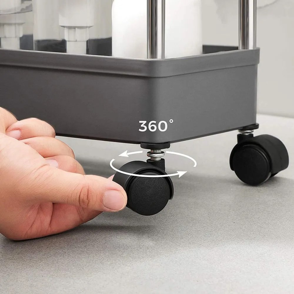 SLIM görgős polc, 4 szintes, 12,5x40x86cm, szürke SongmicsHome