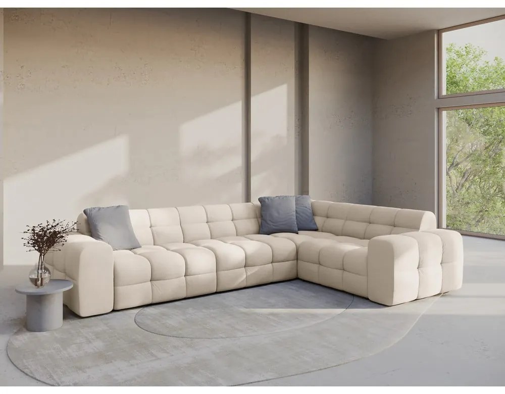 Bézs sarokkanapé (jobb oldali-L alakú) Kendal – Micadoni