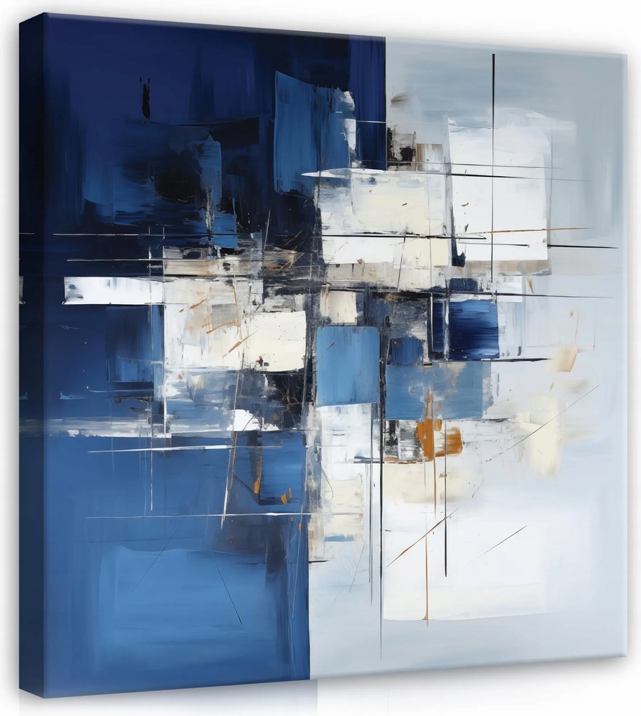 Vászonkép Absztrakt Kék Szürke Négyzet Vászon Fal Nappali 80x80