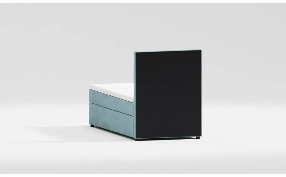 Világoskék kárpitozott ágyneműtartós egyszemélyes ágy ágyráccsal 80x200 cm Lena – Ropez