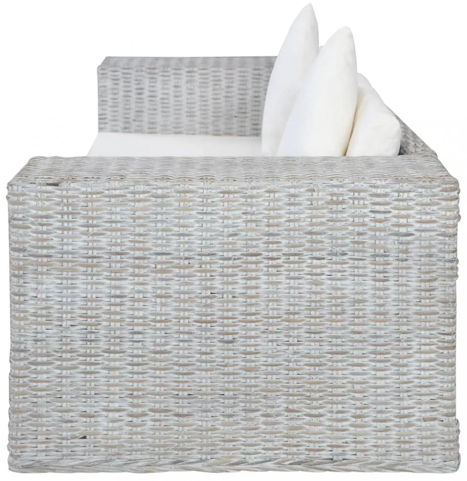2 személyes szürke természetes rattan kanapé párnával