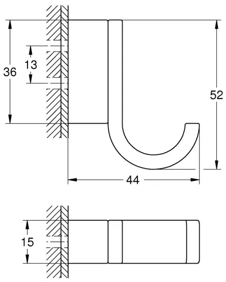 GROHE 41039AL0 - SELECTION Fürdőköpeny kampó, 5,2 cm × 1,5 cm × 4,4 cm, grafit