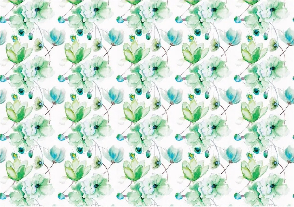 Flizelin fotótapéta Akvarell virágok fehér háttérrel 416x254 +ragasztó