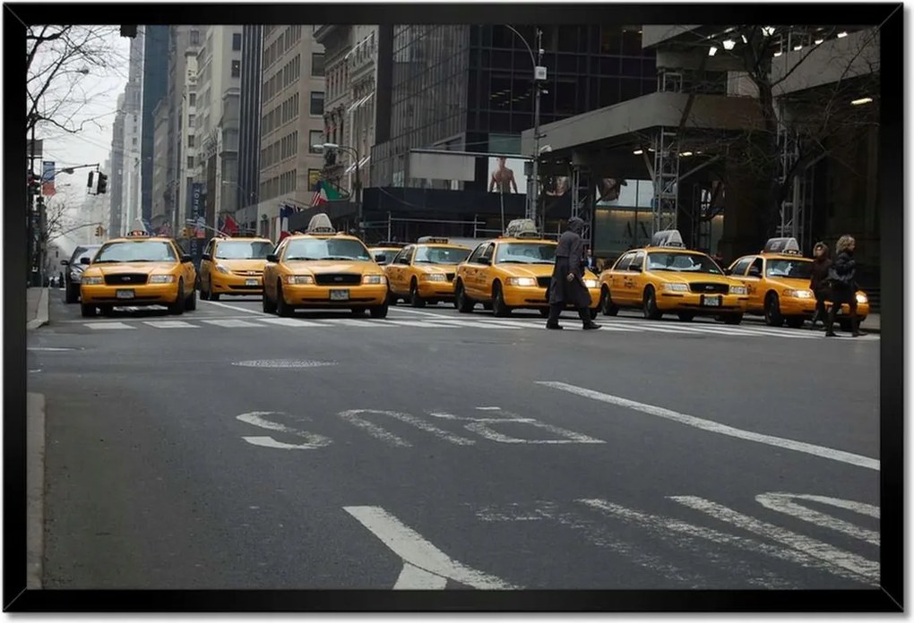 Poszter keretben 60x40 New York sárga taxik