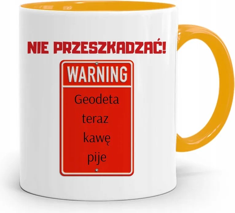 Sárga Bögre Földmérőnek Ne Zavarj Ajándék fényképes nyomtatással