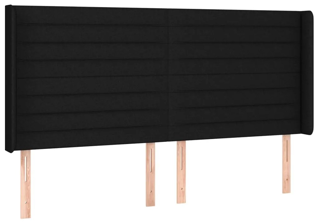 fekete szövet LED-es fejtámla 163x16x118/128 cm