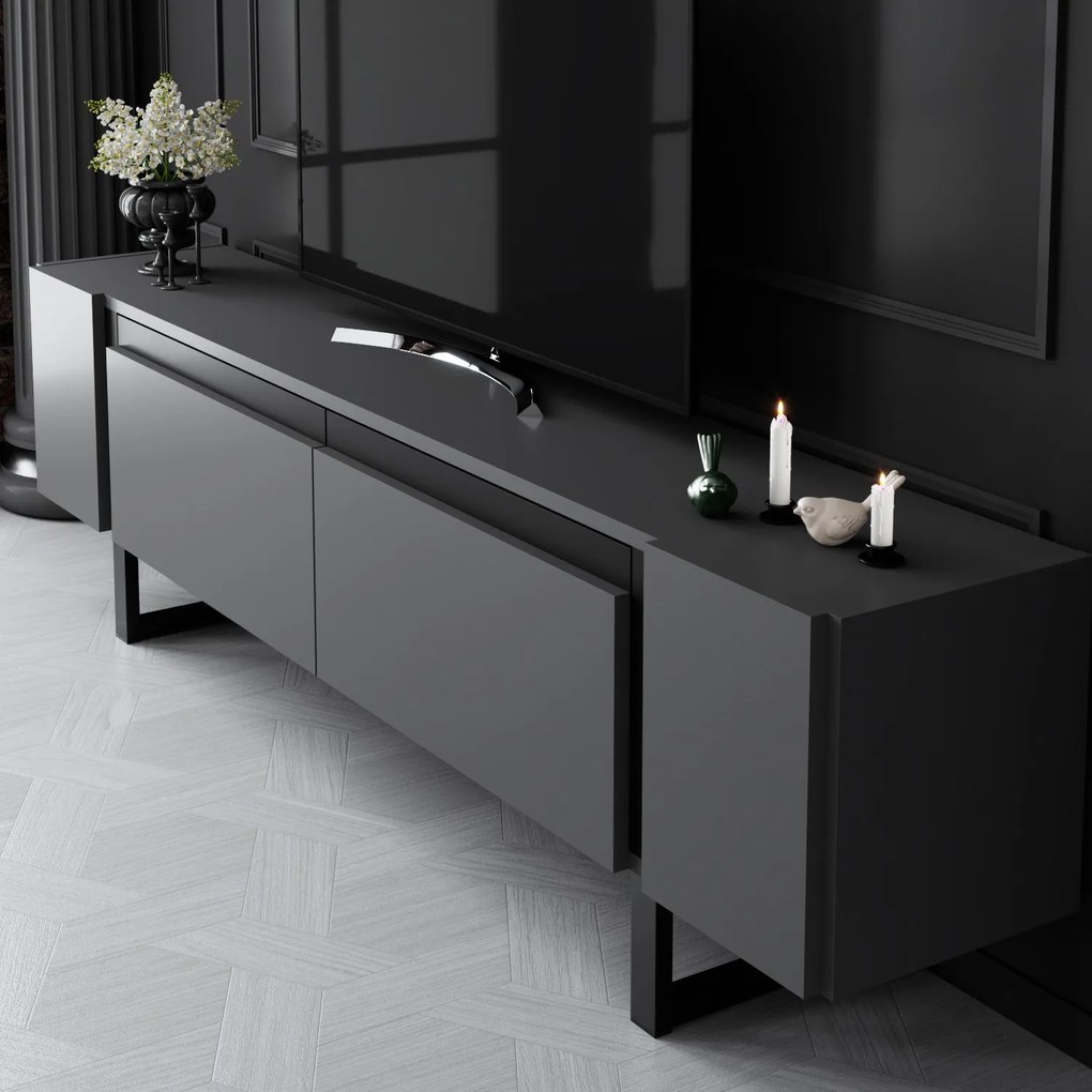 TV szekrény Yildiz - Anthracite, Black