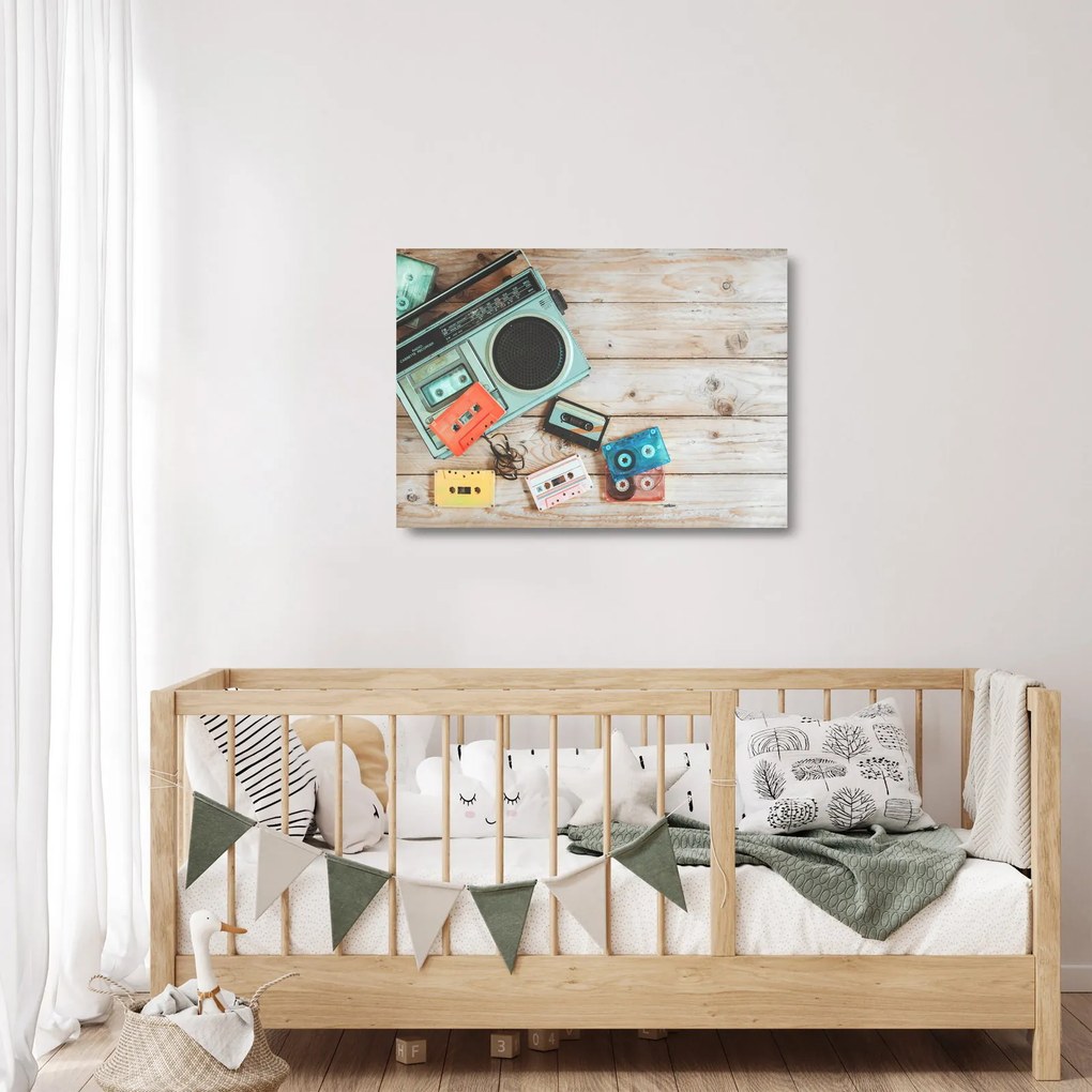 Kép - retro rádió (üvegen) (70x50 cm)