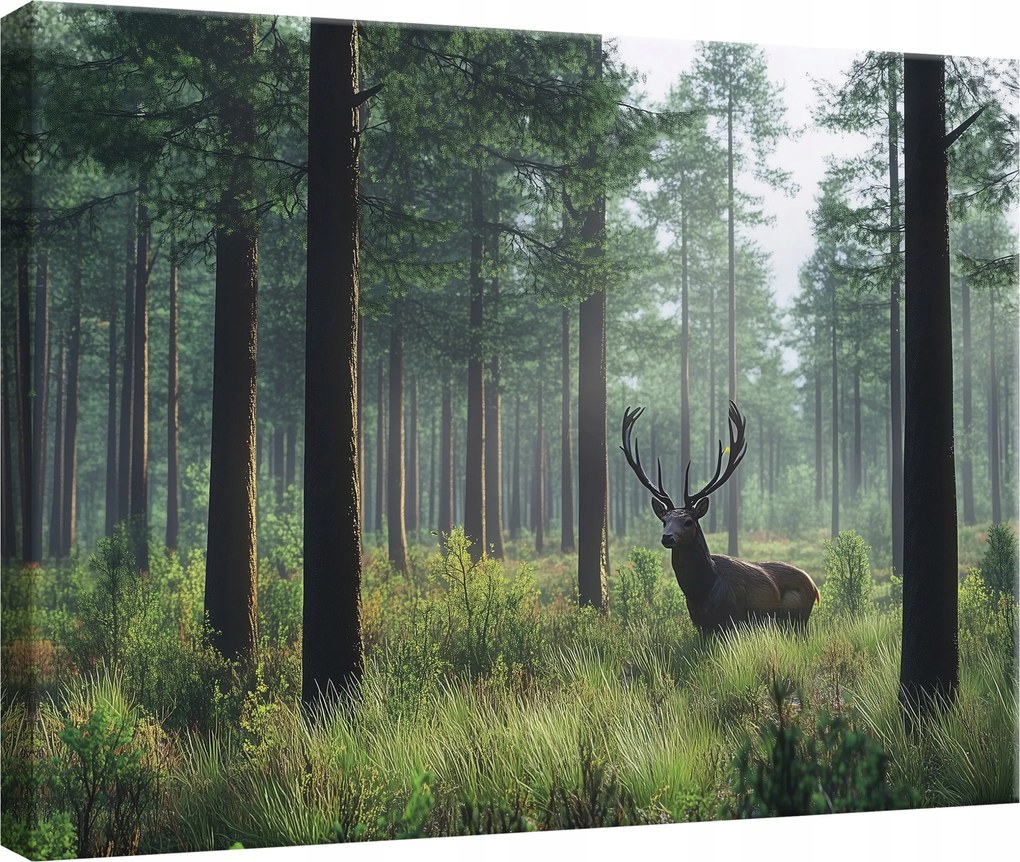 Hálószoba Nappali Konyha Szarvas Természet Erdő Vászon Falikép 60x40