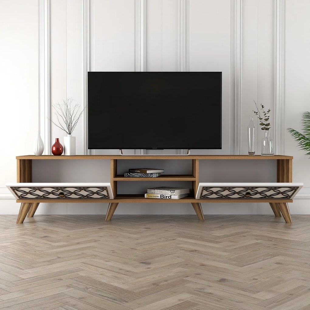 TV asztal/szekrény Clara (dió + fehér). 1071852