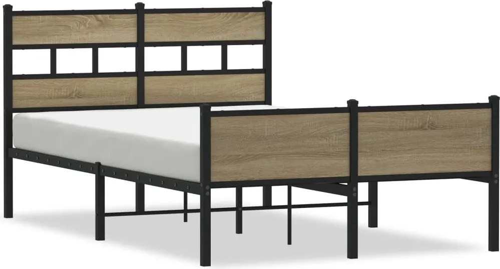 vidaXL sonoma tölgy színű szerelt fa ágykeret matrac nélkül 120x200 cm