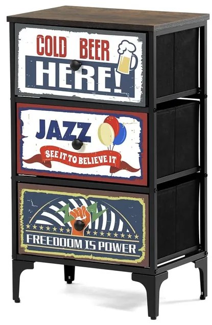 Többszínű MDF Komód 45×30×77 cm. AUK-W2001 BK