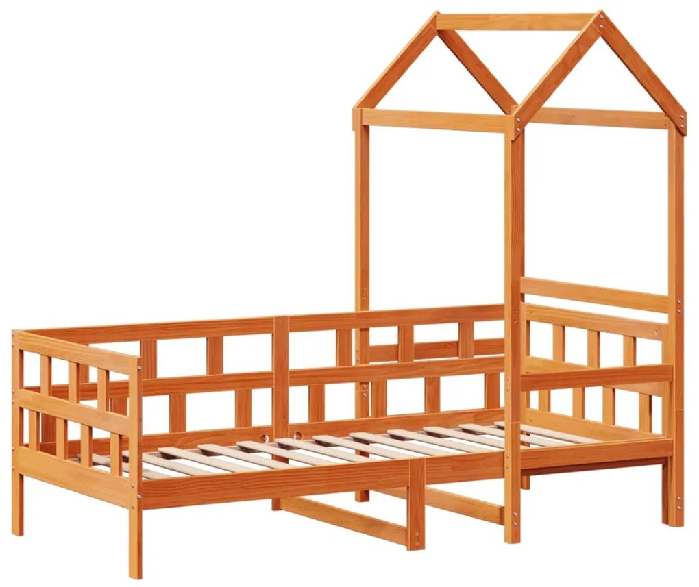 viaszbarna tömör fenyőfa kanapéágy tetővel 90 x 200 cm