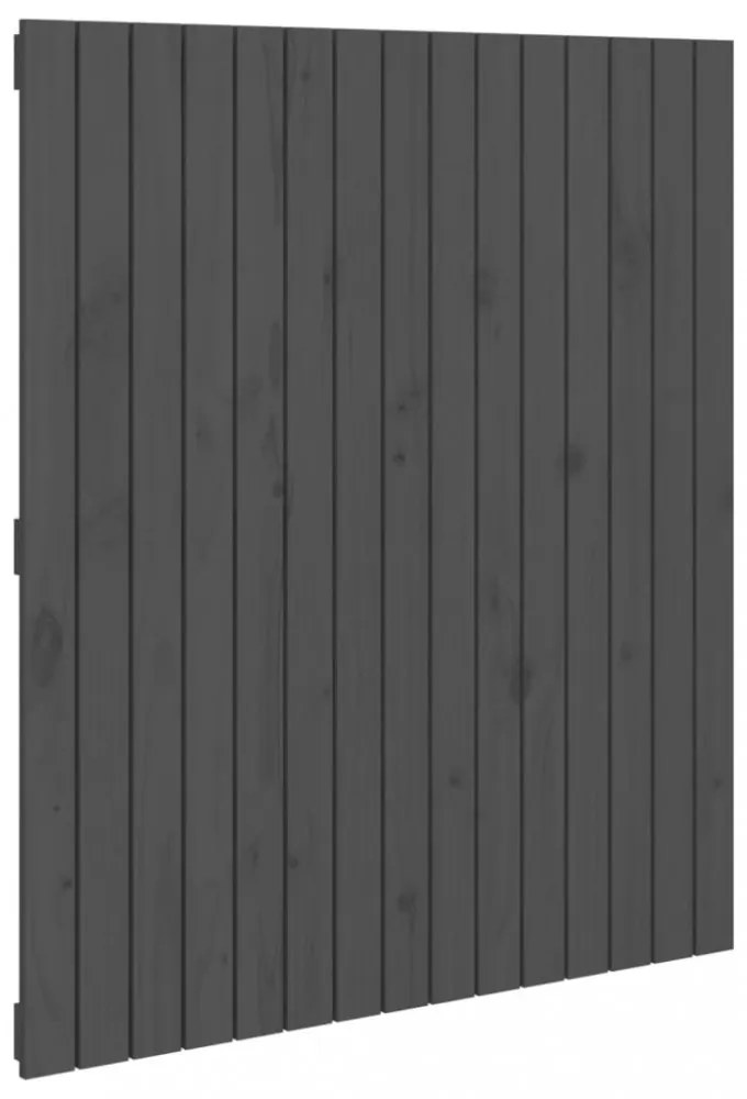 szürke tömör fenyőfa fali fejtámla 95,5x3x110 cm