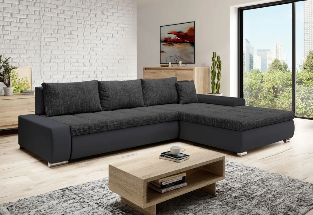 TOSCANIA sarok ülőgarnitúra, 297x80x214, berlin 01/fehér öko-bőr, balos