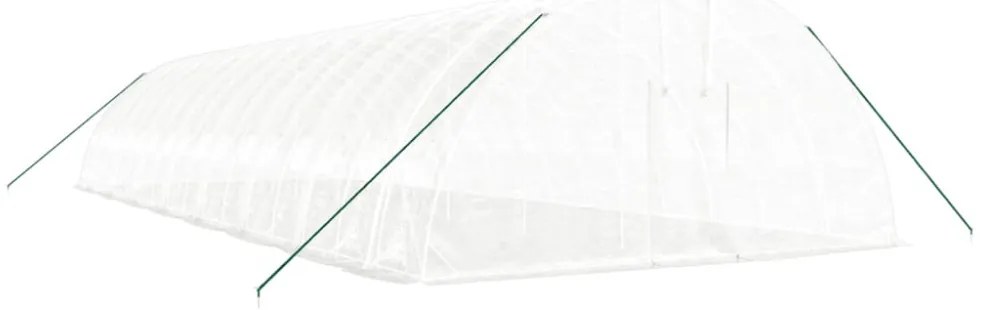 fehér acélvázas melegház 96 m² 16 x 6 x 2,85 m
