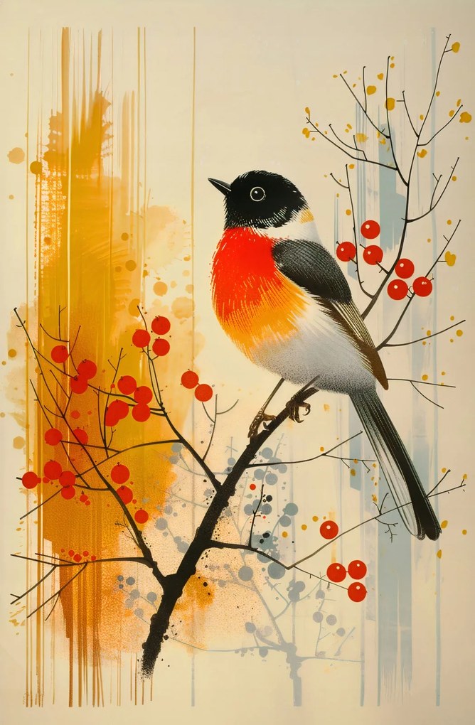 Poszter 56,6x86,4cm Őszi vörösbegy