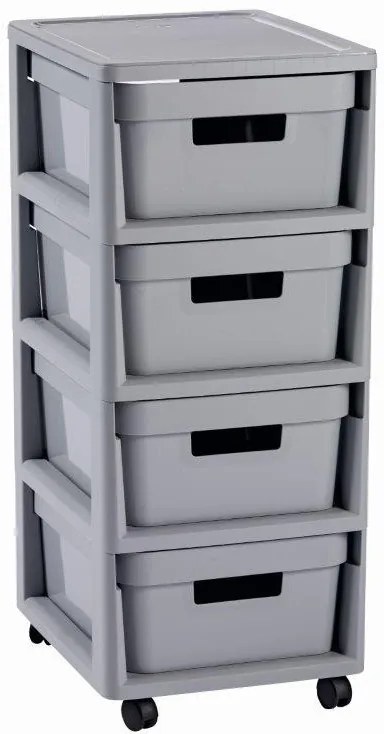 Curver Infinity 4x11L fiókos polc, világos szürke