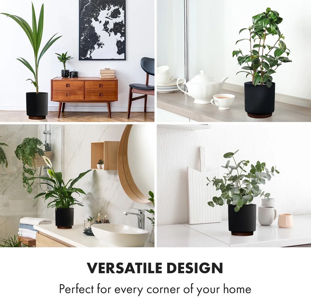 Fox & Fern Enspijk, virágcserepek, diófa, Polystone, kézzel készített, 2 méretben