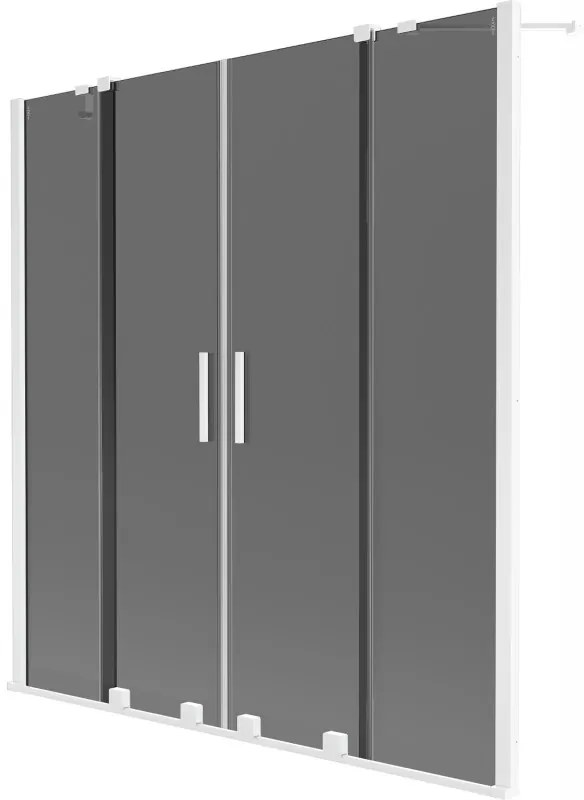 Mexen Velar Duo, 2 szárnyas eltolható kádparaván 160 x 150 cm, 8mm szürke üveg, fehér profil, 896-160-000-42-20